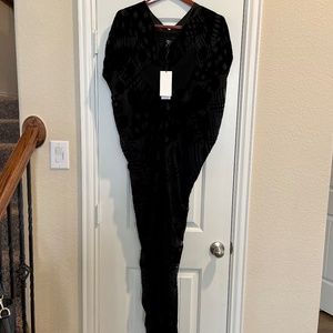 Maria Cornejo Draped Lined Black Silk/Velvet Sheer Geometric Print Gown